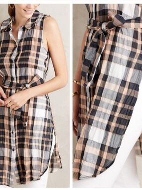HOLDING HORSES Plaid Button-Front Tunic